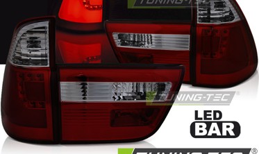 Задние светодиодные Led Bar фонари BMW X5 E53 красно-тонированные фото
