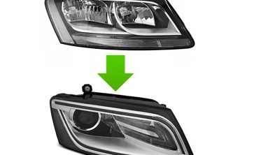 Передние тюнинговые фары AUDI Q5 рестайл с DRL фото