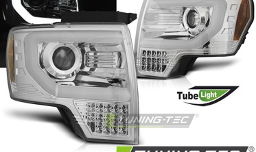 Передние тюнинговые фары FORD F150 MK12 TUBE LIGHT (led поворот) фото