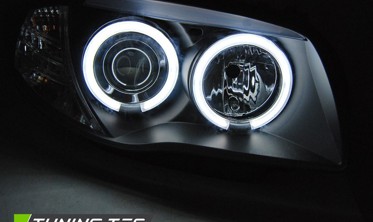 Чорні передні фари BMW 1 E87, E81, E82, E88 з ангельськими очками CCFL фото