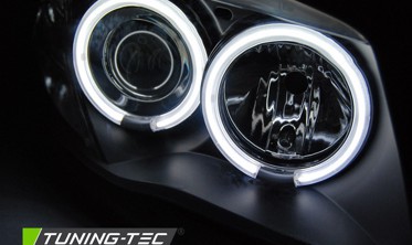 Чорні передні фари BMW 1 E87, E81, E82, E88 з ангельськими очками CCFL фото