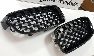 Решетки радиатора (ноздри) BMW F30 / F31 Diamond-look черные фото