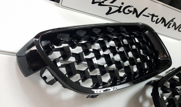 Решетки радиатора (ноздри) BMW F30 / F31 Diamond-look черные фото