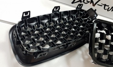 Решетки радиатора (ноздри) BMW F30 / F31 Diamond-look черные фото