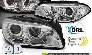 Фары передние тюнинговые BMW 5 F10 / F11 10-13 3D ANGEL EYES (под ксенон) фото