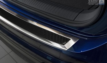 Накладка на бампер VW Tiguan II / Tiguan Allspace (сталь+carbon) фото