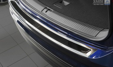 Накладка бампера VW Tiguan II / Tiguan Allspace (сталь+carbon) фото