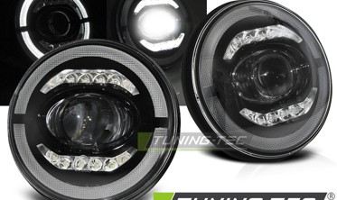 Чорні тюнінгові фари світлодіодні JEEP Wrangler TJ / LJ / JK фото