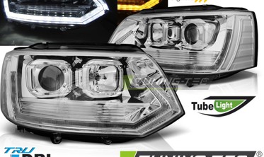 Тюнинговые передние фары VW T5 рестайл в стиле Т6 фото