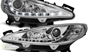 Тюнинговые передние фары с линзами PEUGEOT 207  фото