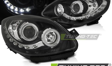 Черные передние фары RENAULT TWINGO II с диодами фото