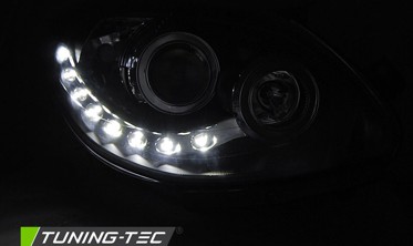 Черные передние фары RENAULT TWINGO II с диодами фото