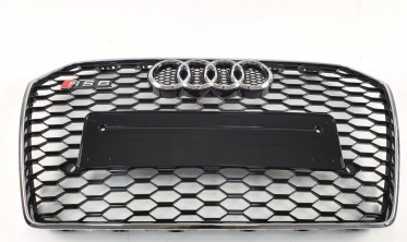 Черная тюнинговая решетка для Audi A6 C7 в стиле RS (2014-2018) фото