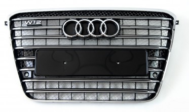 черная радиаторная решетка для AUDI A8 D4 в стиле W12 (дорестайл) фото