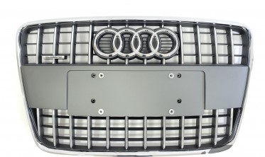 Сіра центральна решітка в бампер Audi Q7 4L стиль S-Line (2009-2015) фото