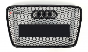 Черная тюнинговая решетка переднего бампера в стиле RS для Audi Q7 4L фото