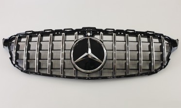 Центральная решетка для Mercedes C-Class W205 (GT Chrome Black) фото