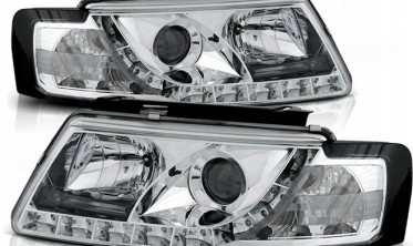 Фары передние VW PASSAT B5 с LED габаритами, хром фото