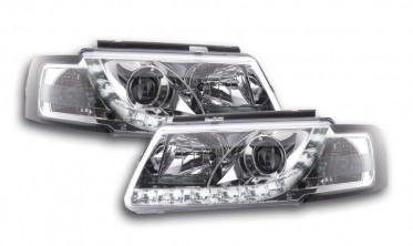 Фары передние VW PASSAT B5 с LED габаритами, хром фото