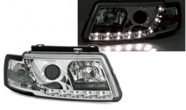 Фары передние VW PASSAT B5 с LED габаритами, хром фото
