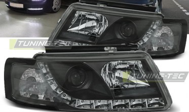 Фары передние VW PASSAT B5 с LED габаритами, черные фото