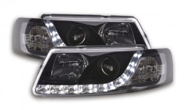 Фары передние VW PASSAT B5 с LED габаритами, черные фото