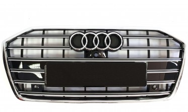 Чорна з хромом решітка в стилі S-Line для Audi A6 C8 фото