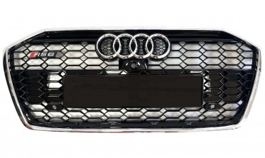 Хромированная решетка в стиле RS для Audi A6 C8  (Под камеру, без дистроника) фото