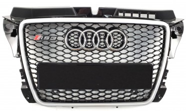 Черная решетка с серой рамкой для Audi A3 в стиле RS3 фото
