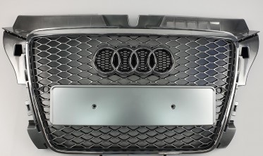 Центральная серая решетка для Audi A3 в стиле RS3 фото