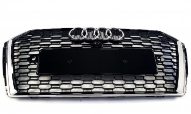 чорна з хром рамкою решітка для Audi A4 В9 у стилі RS4 фото