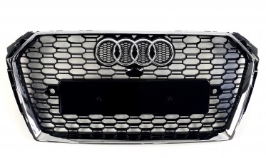 чорна з хром рамкою решітка для Audi A4 В9 у стилі RS4 фото