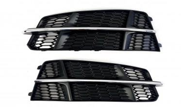 боковые решетки переднего бампера S-Line для Audi A6 C7 (с хром. вставкой) фото