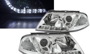 Фари з діодним рядком VW Passat 3BG B5+ хром фото