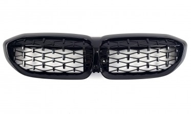 черные решетки в Diamond стиле для BMW 3 G20/G21 (All Black) фото