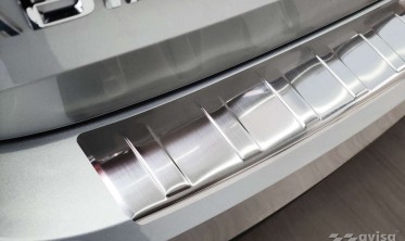 Защитная листва на задний бампер из нержавейки Skoda Fabia 4  фото