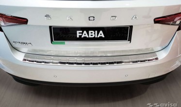 Защитная листва на задний бампер из нержавейки Skoda Fabia 4  фото
