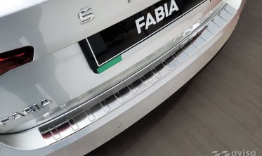 Защитная листва на задний бампер из нержавейки Skoda Fabia 4  фото