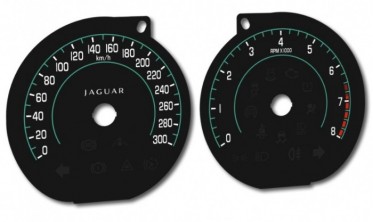 Шкалы-переходники с миль на километры Jaguar XF MK1, XKR, XK фото