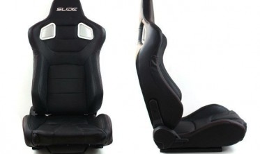 Сидіння автомобільні спорт SLIDE Black екошкіра фото