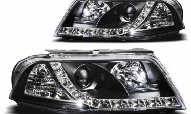 Фары c LED полосой VW Passat B5 3BG черные фото