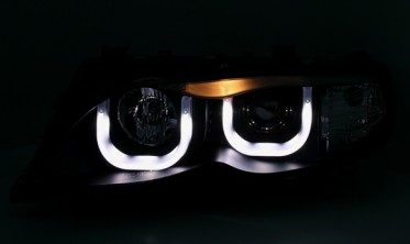 Фари передні чорні BMW 3 E46 рест. S/T 3D ANGEL EYES фото