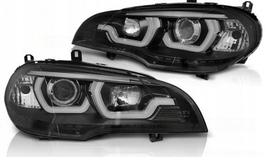 Тюнинговые фары передние BMW X5 E70 с 3D кольцами и ДХО фото