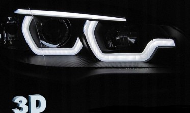 Тюнинговые фары передние BMW X5 E70 с 3D кольцами и ДХО фото