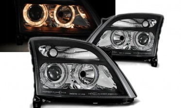 Фари передні Opel Vectra C дорестайл із кільцями чорні фото