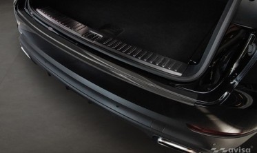 Чорна захисна накладка (ліства) на задній бампер Porsche Cayenne 3 фото