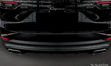 Чорна захисна накладка (ліства) на задній бампер Porsche Cayenne 3 фото