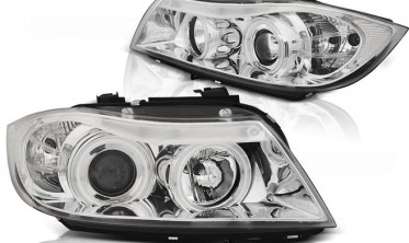 Хром фари передні BMW E90 / E91 дорестайл з білими кільцями CCFL фото