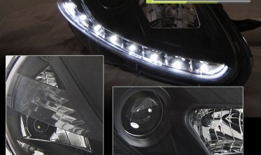 Тюнинговые фары передние FIAT GRANDE PUNTO с диодной строкой фото
