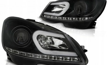 Фари з діодами MERCEDES W204 рестайл чорні Tube Light фото
